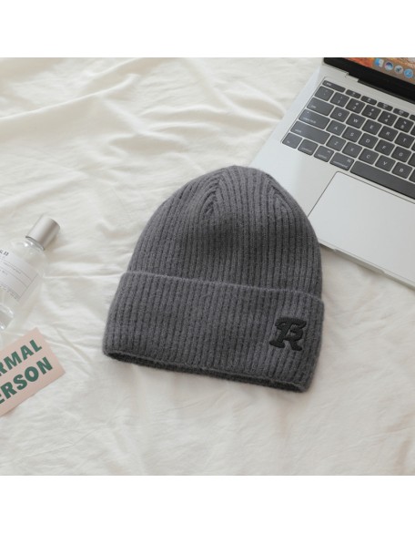 Simple fleece thickened knitted woolen hat