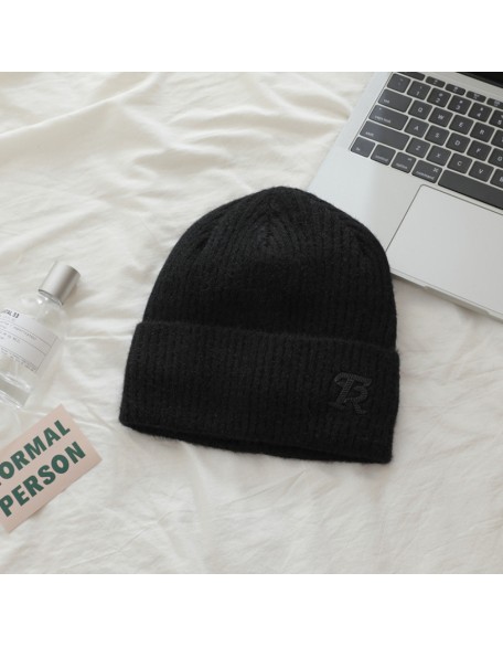 Simple fleece thickened knitted woolen hat