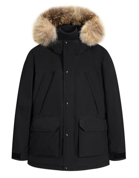 Thick mid-length warm down jacket